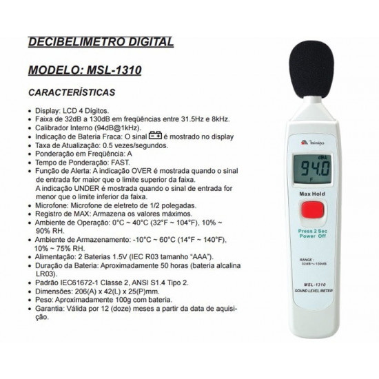 Decibelímetro Digital Minipa (MSL-1310)